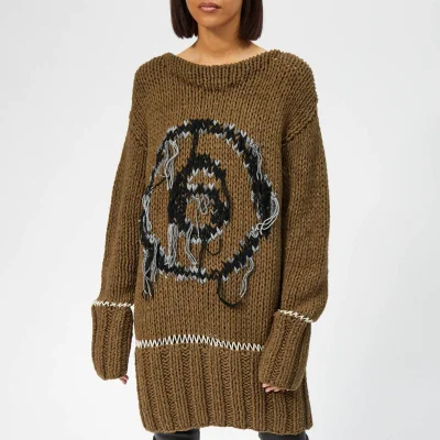 MM6 Maison Margiela Women's Hand Knitted Jumper Dress - Khaki