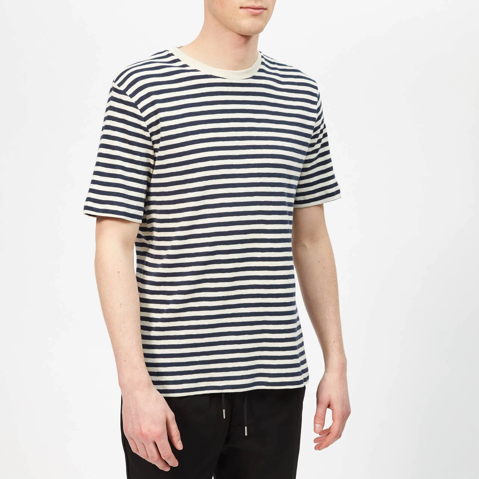 Folk Men's Classic Stripe T-Shirt - Ecru Navy Image 1