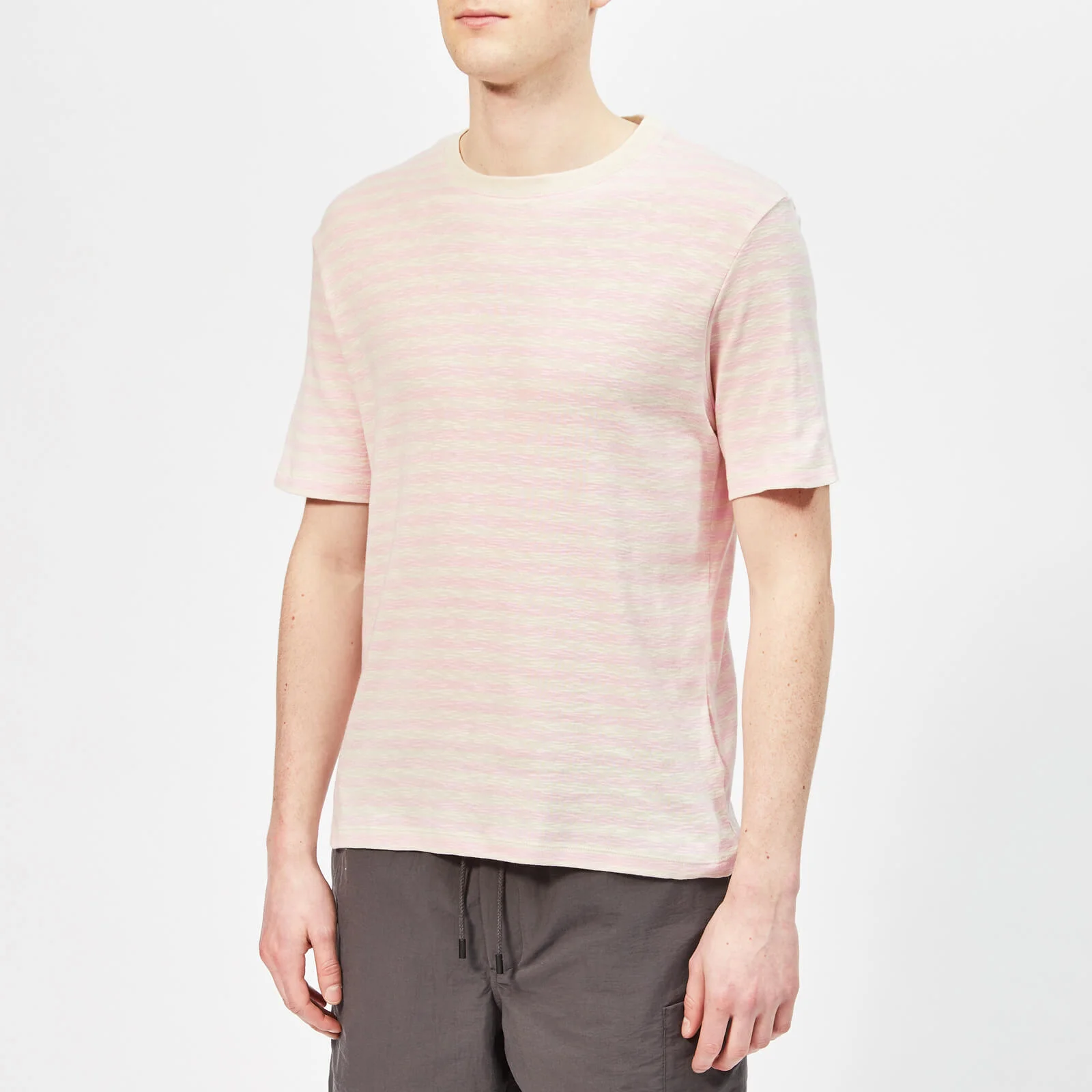 Folk Men's Classic Stripe T-Shirt - Pink Ecru Image 1