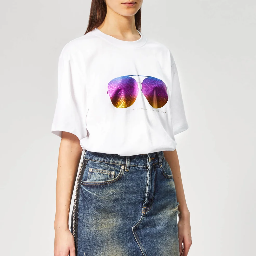 Victoria, Victoria Beckham Women's Classic T-Shirt - White/Sunset Sunglasses Image 1