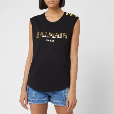 Balmain Women's Logo Tank Top - Black/Gold