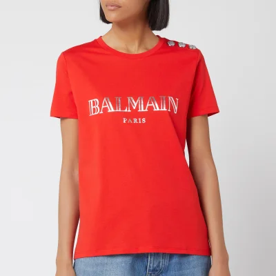 Balmain Women's Logo T-Shirt - Red