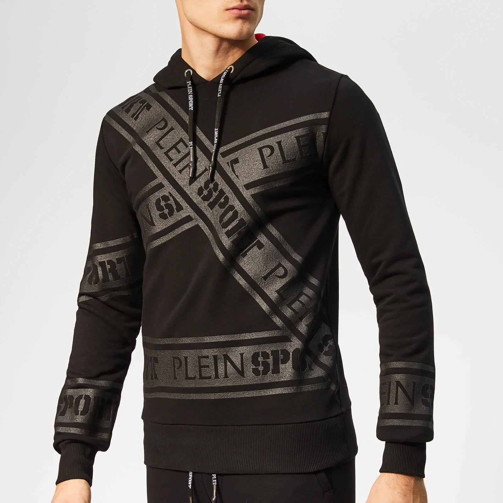 Plein Sport Men's Tape Stripes Hooded Sweatshirt - Black Image 1