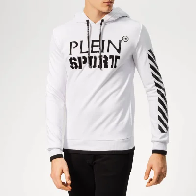 Plein Sport Men's Geometric Stripes Hooded Sweatshirt - White