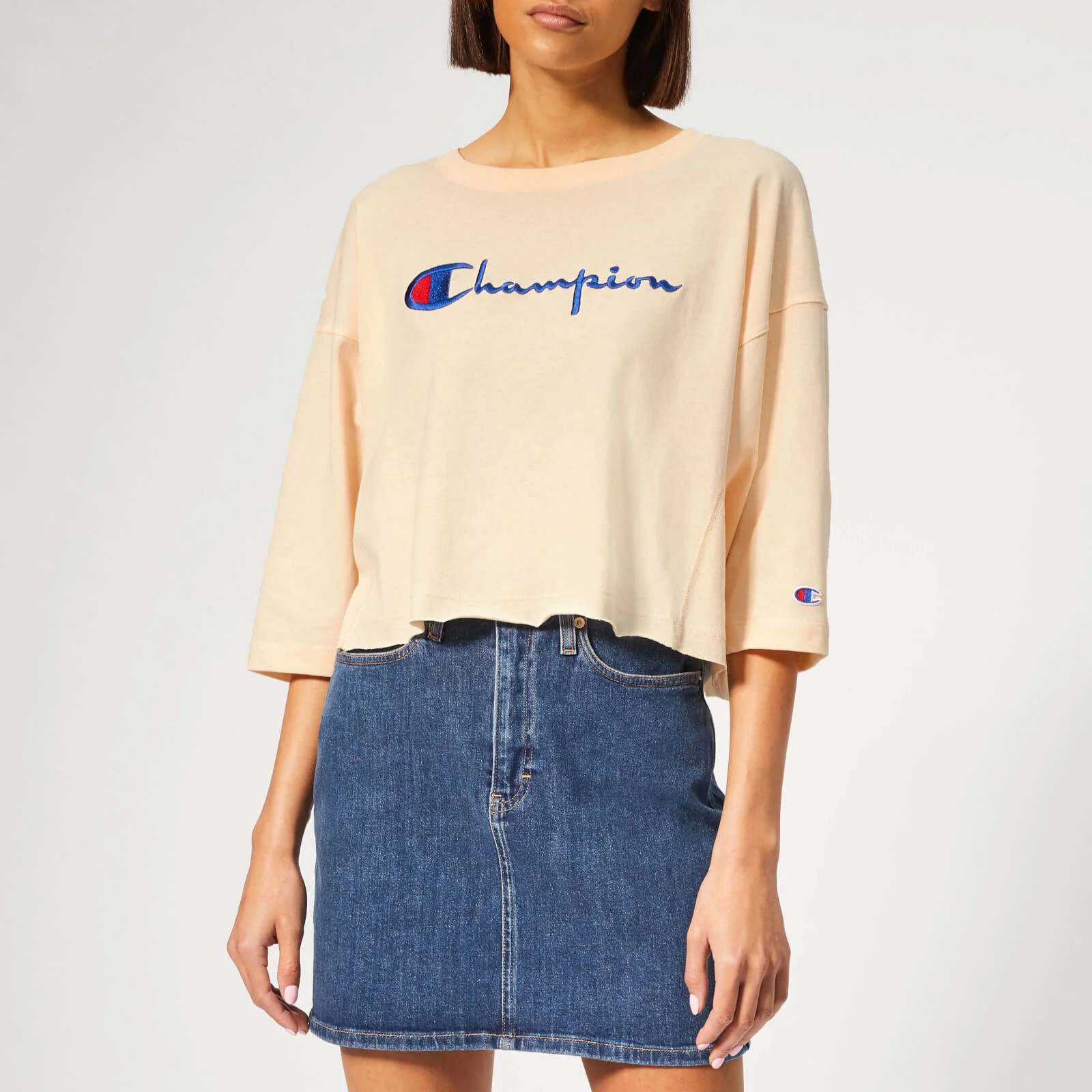Champion Women's Cropped 3/4 Sleeve Top - Pink Image 1