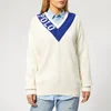 Polo Ralph Lauren Women's Long Sleeve V Neck Sweater - Light Cream/Royal - Image 1