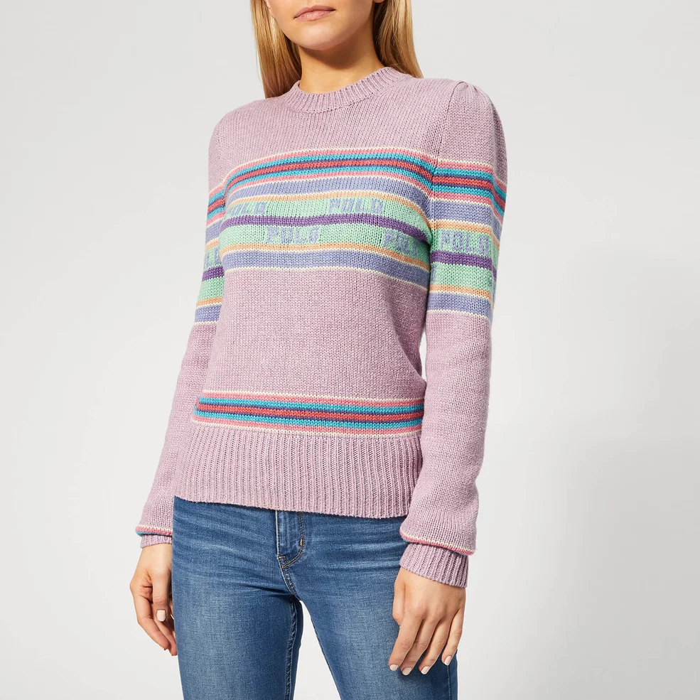 Polo Ralph Lauren Women's Puff Sleeve Sweater - Lilac Multi Image 1