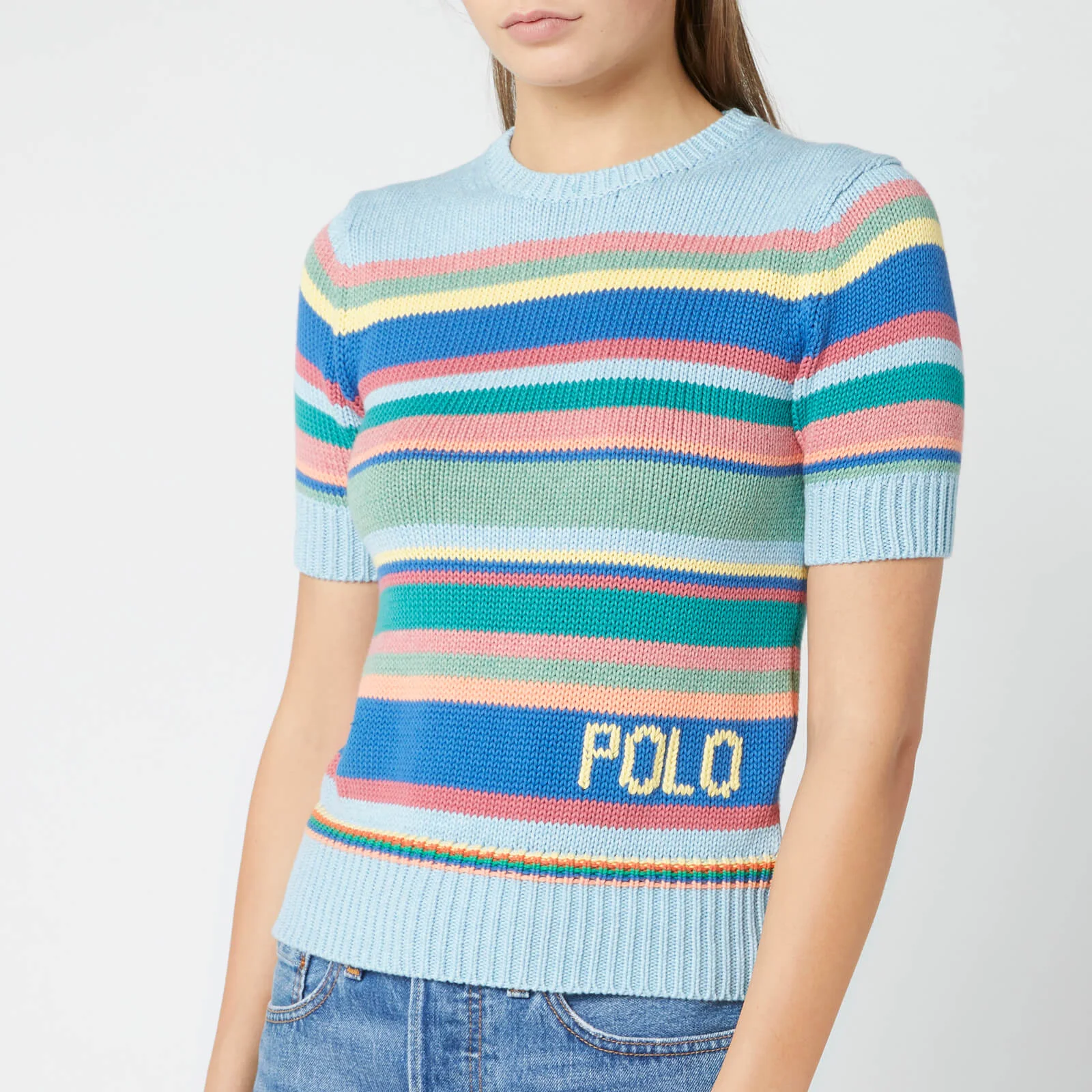 Polo Ralph Lauren Women's Short Sleeve Sweater - Blue Multi Image 1