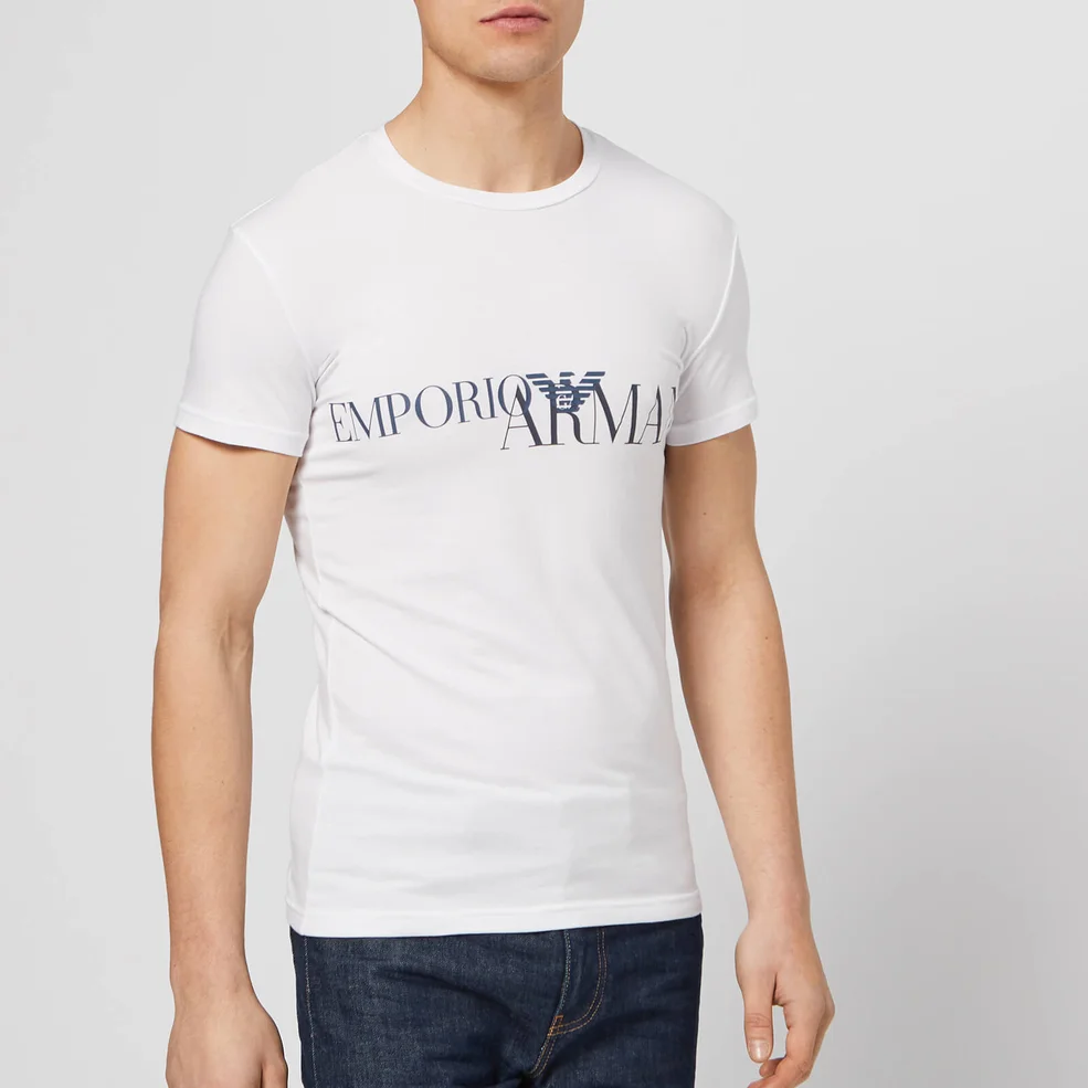Emporio Armani Men's Script Logo T-Shirt - White Image 1