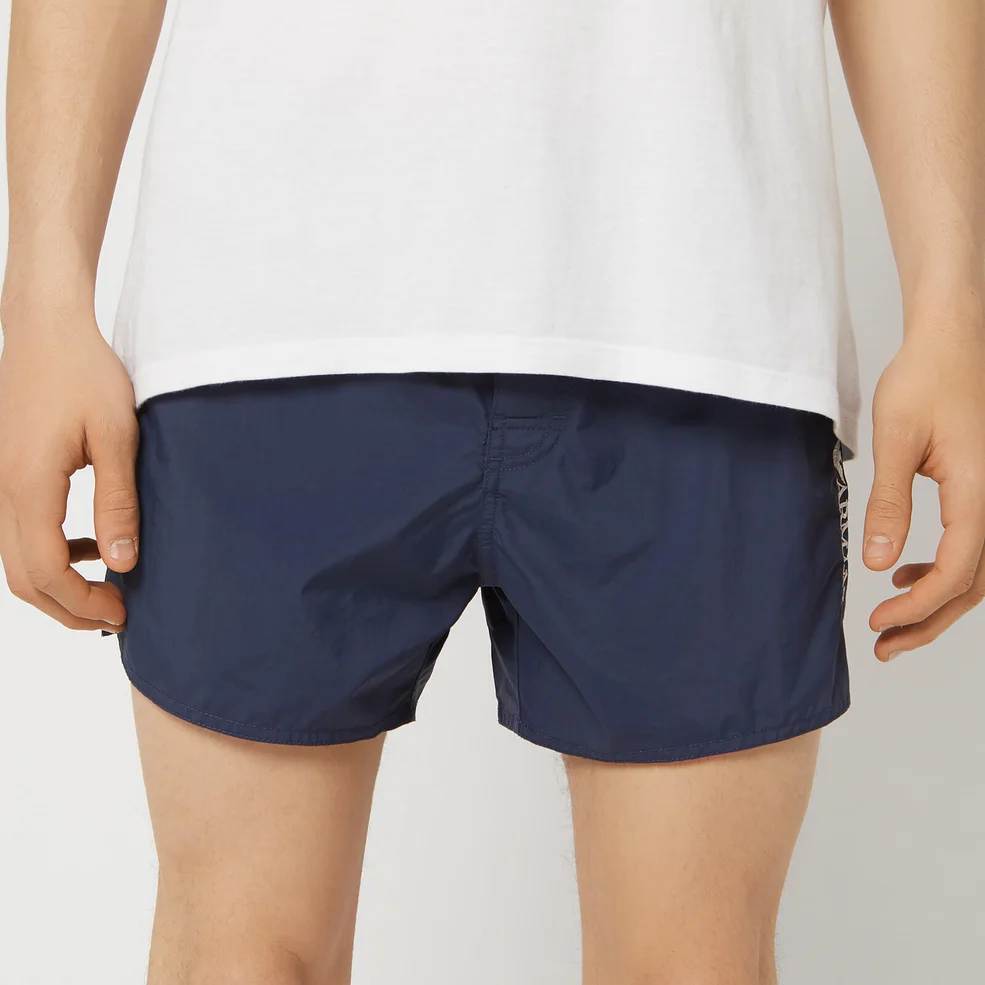 Emporio Armani Men's Embroidered Swim Shorts - Navy Image 1