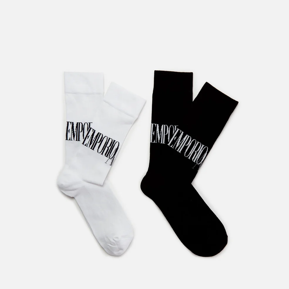 Emporio Armani Men's 2 Pack Socks - White/Black Image 1