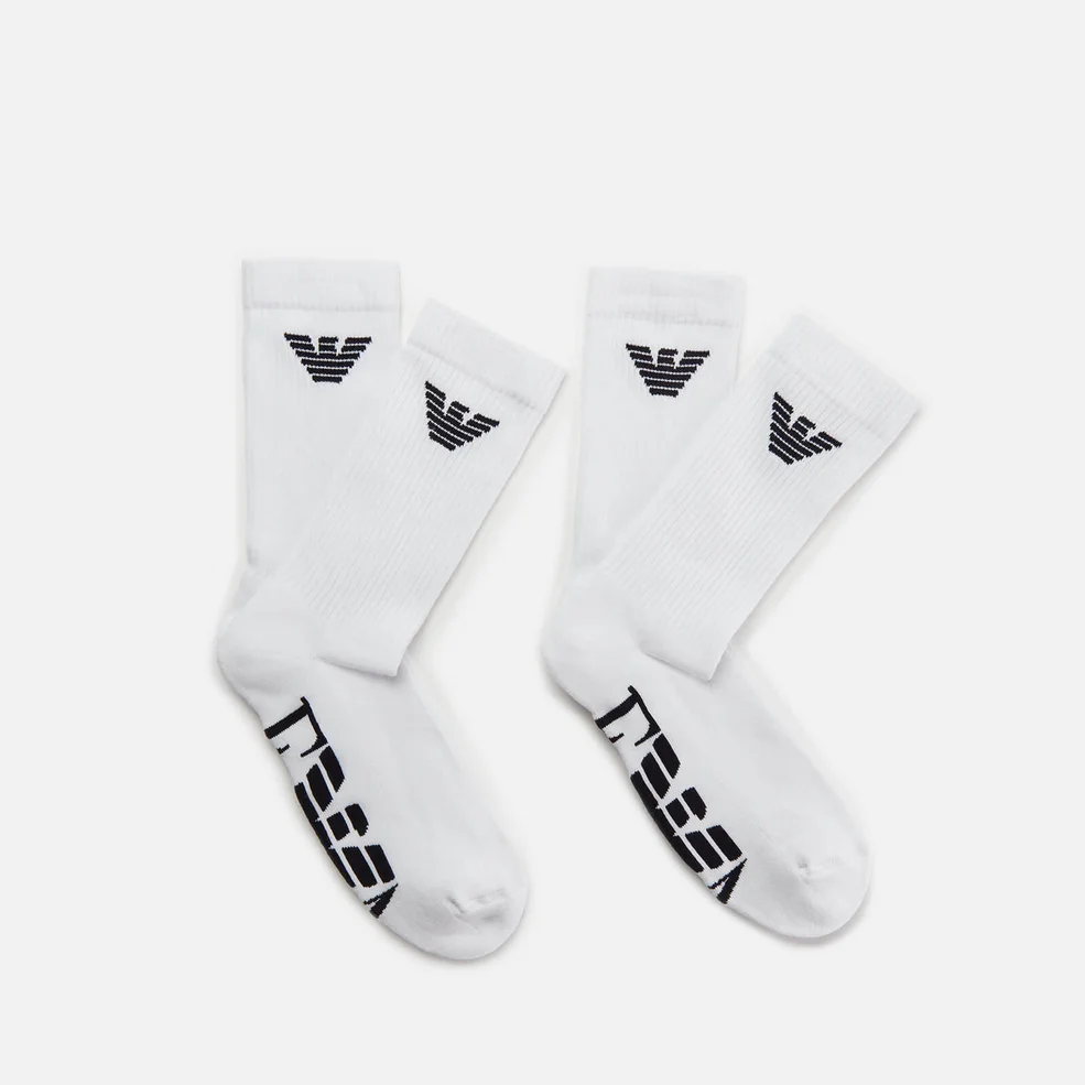 Emporio Armani Men's Short Socks - White Image 1