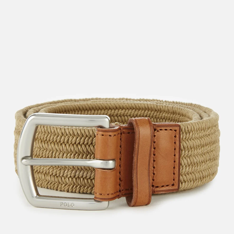 Polo Ralph Lauren Men's Braided Fabric Stretch Belt - Timber Brown Image 1