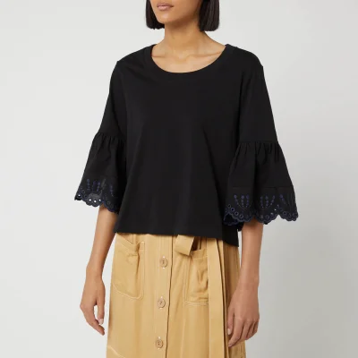 See By Chloé Women's Frill Sleeve Top - Black