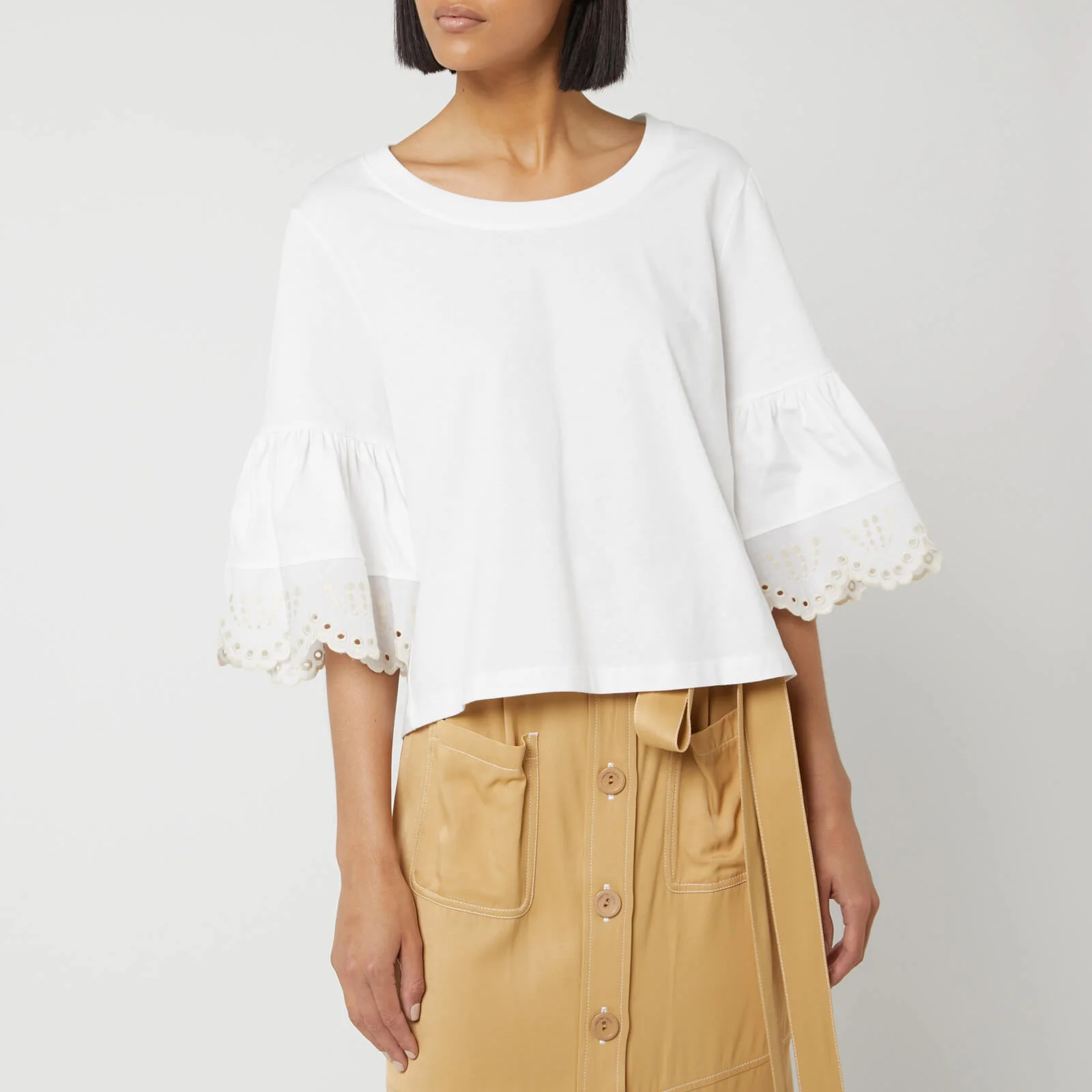 See By Chloé Women's Frill Sleeve Top - White Image 1