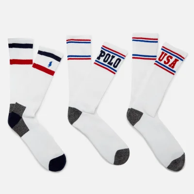 Polo Ralph Lauren Men's 3 Pack Sport Socks - White/Navy/Red