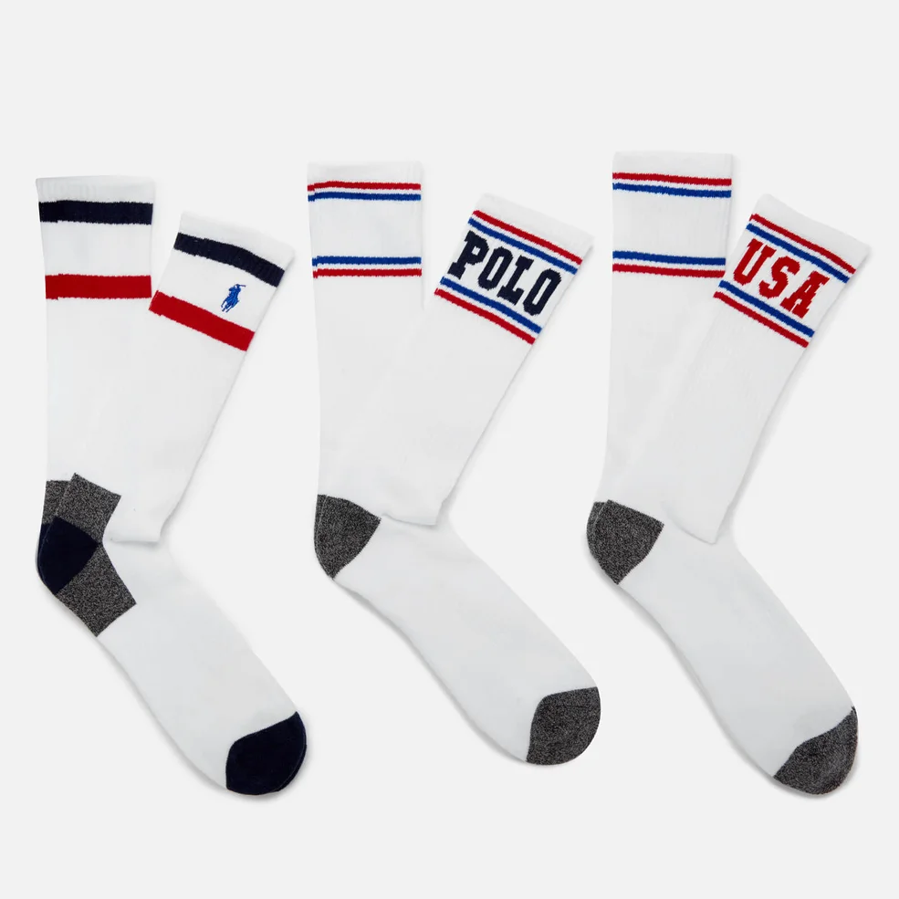 Polo Ralph Lauren Men's 3 Pack Sport Socks - White/Navy/Red Image 1