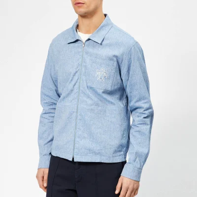 YMC Men's Emboidered Bowie Shirt - Light Blue