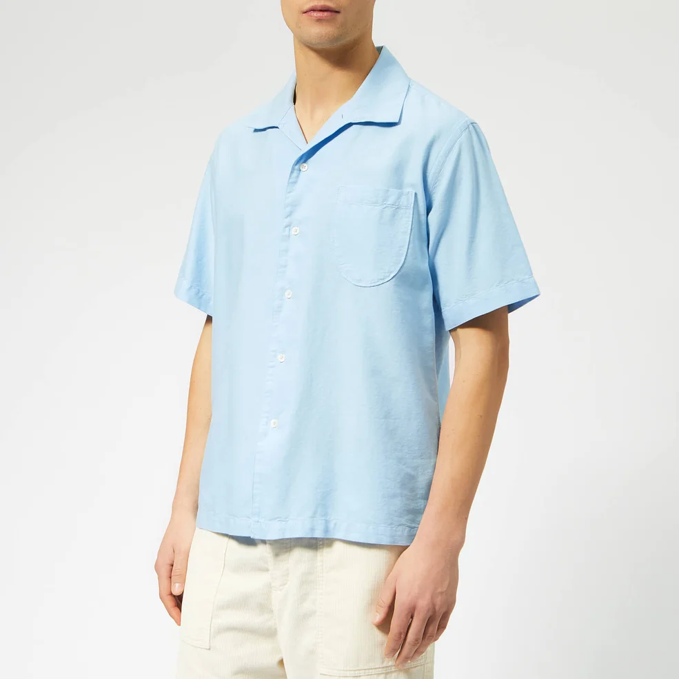 Universal Works Men's Open Collar Shirt - Sky Blue Image 1