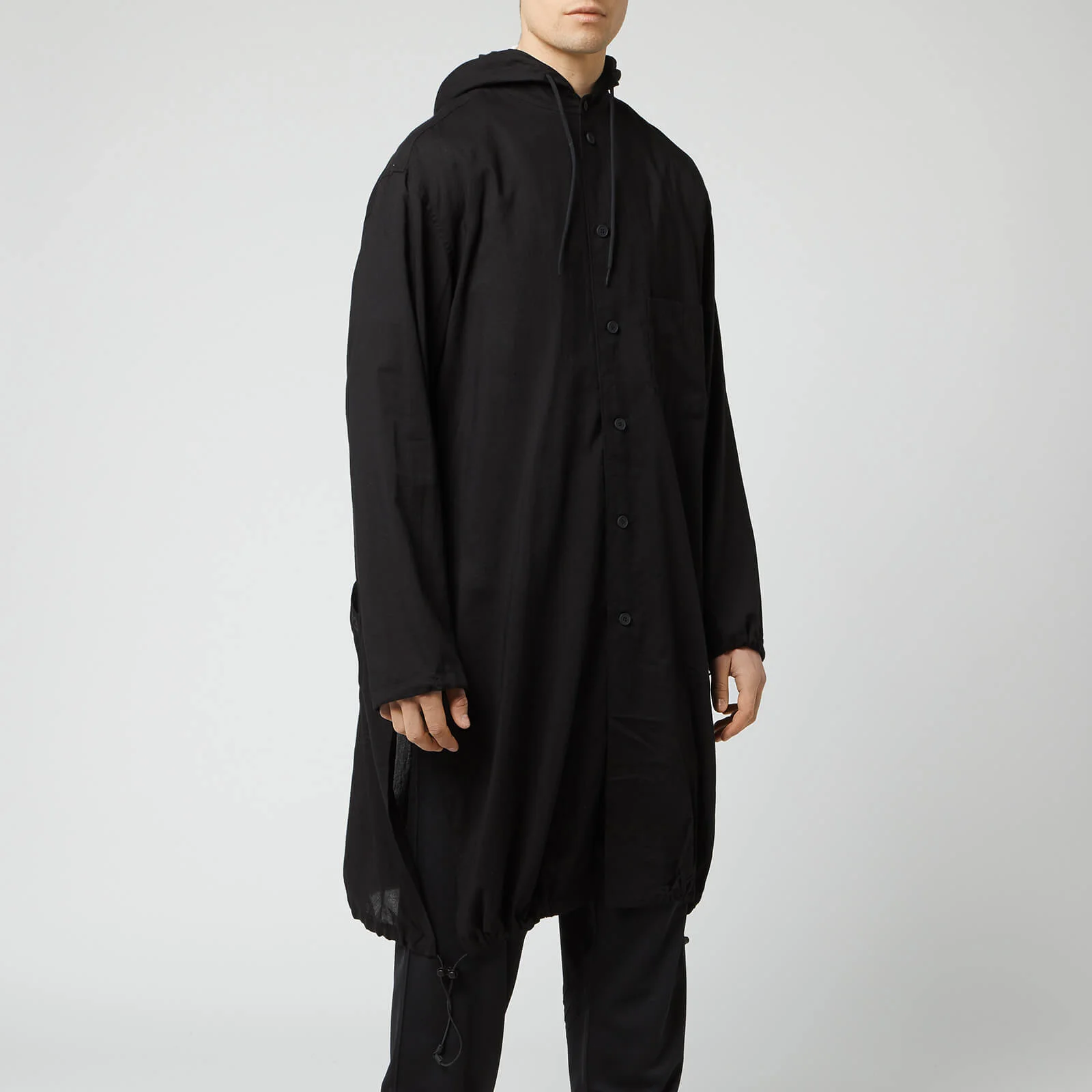 Y-3 Men's Tencel Cotton Hood Long Shirt Jacket - Black Image 1