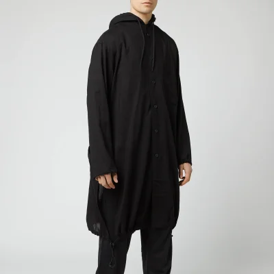 Y-3 Men's Tencel Cotton Hood Long Shirt Jacket - Black