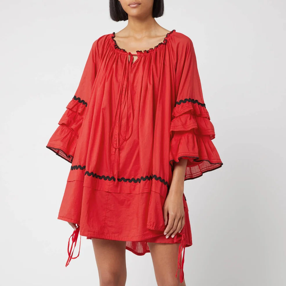McQ Alexander McQueen Women's Romantic Button Up Dress - Red Image 1