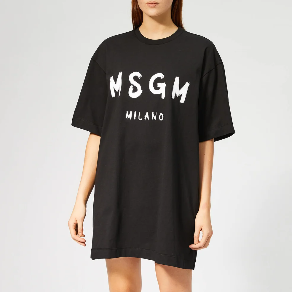 MSGM Women's Graffitti Logo T-Shirt Dress - Black Image 1