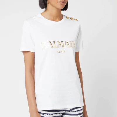 Balmain Women's Logo T-Shirt - White/Gold