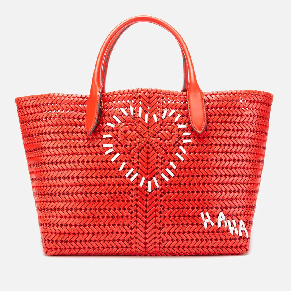 Anya Hindmarch Women's The Neeson Large Heart Calf Leather Tote Bag - Flame Red Image 1