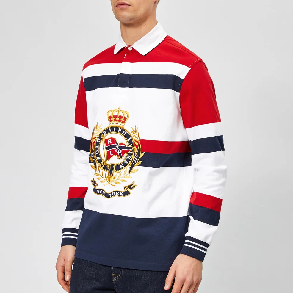 Polo Ralph Lauren Men's Newport Large Crest Rugby Shirt - Rl 2000 Red Multi Image 1