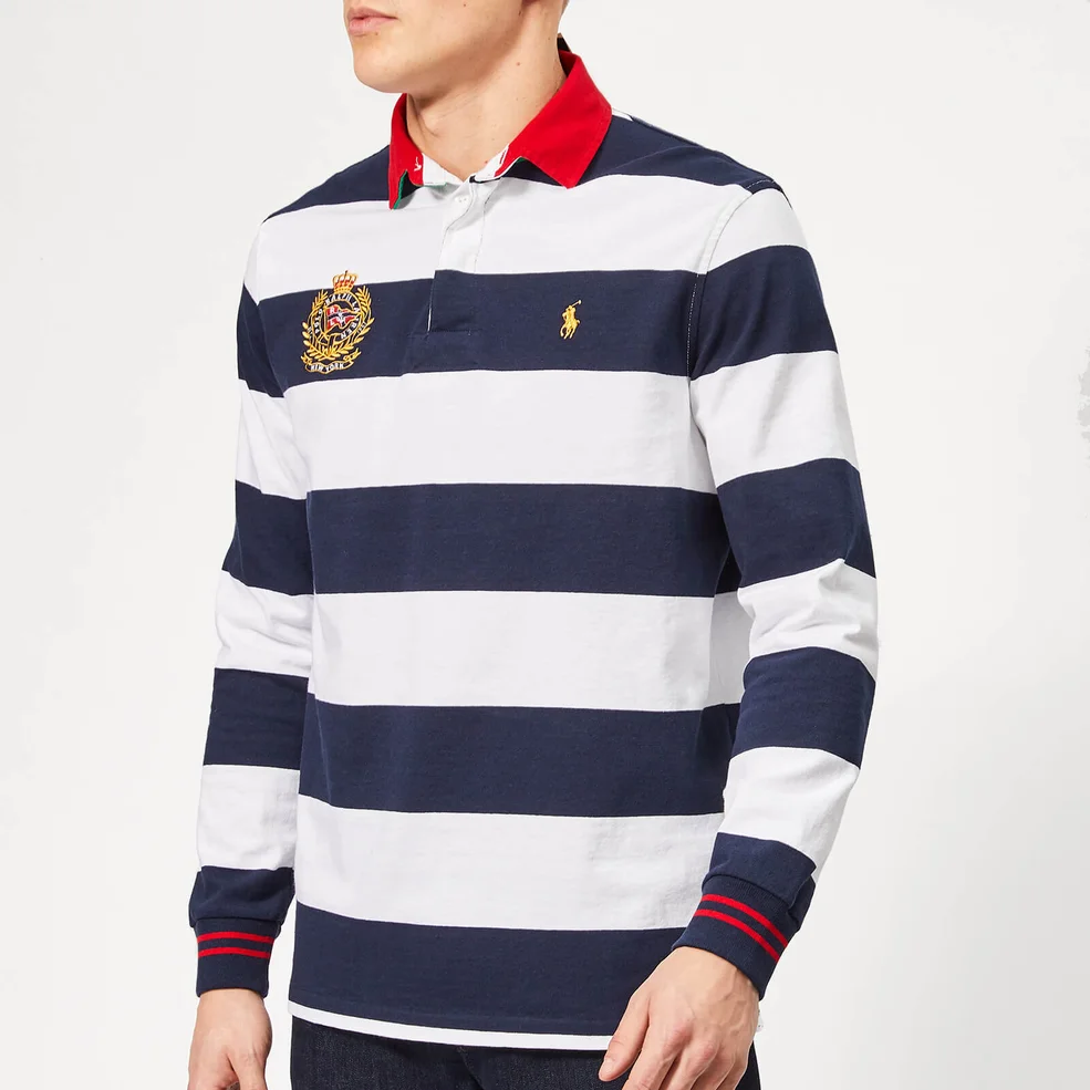 Polo Ralph Lauren Men's Newport Stripe Crest Rugby Shirt - Cruise Navy/White Image 1