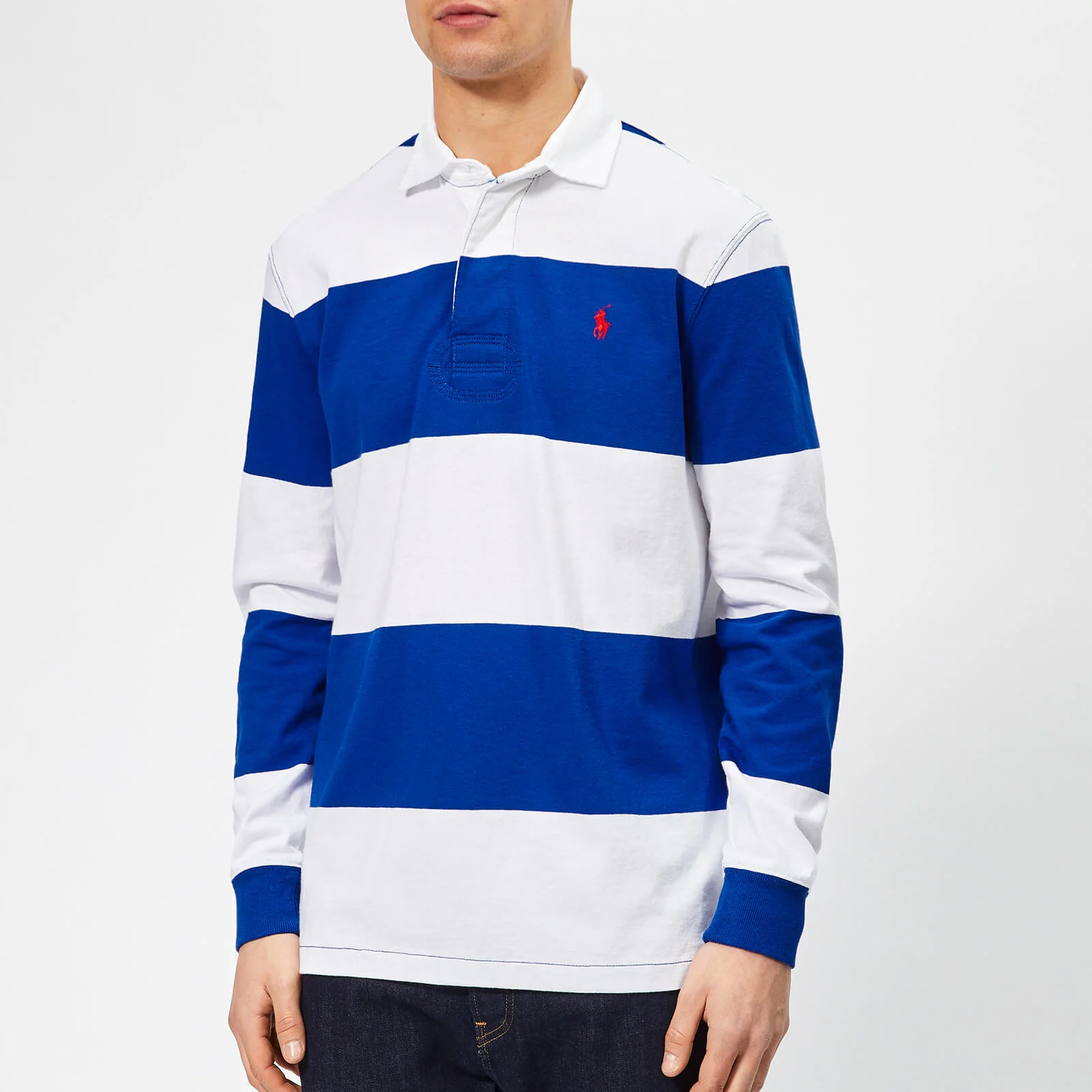 Polo Ralph Lauren Men's Stripe Rugby Shirt - Sapphire Star/Classic Oxford Image 1