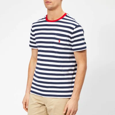 Polo Ralph Lauren Men's Stripe Pocket T-Shirt - Newport Navy/White