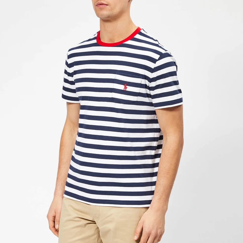 Polo Ralph Lauren Men's Stripe Pocket T-Shirt - Newport Navy/White Image 1