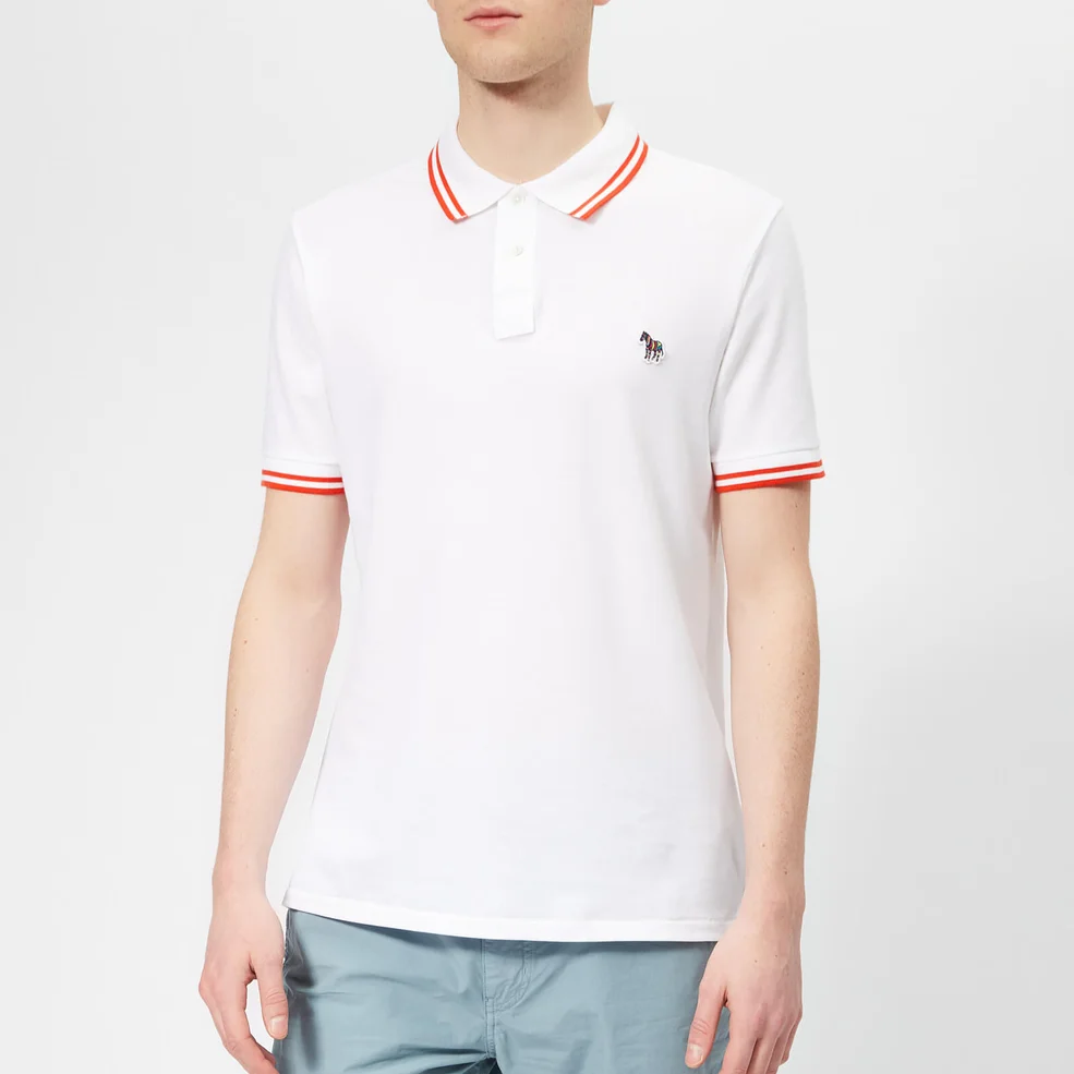 PS Paul Smith Men's Regular Fit Tipped Polo Shirt - White Image 1