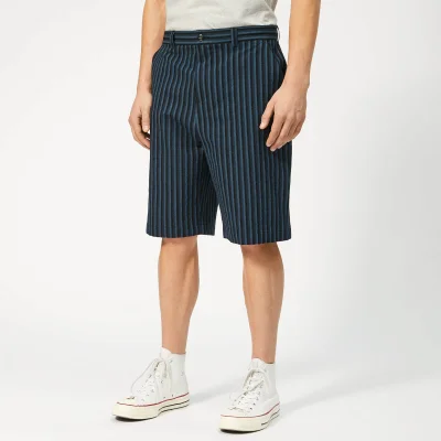 Maison Kitsuné Men's Stripes Seersucker Stan Bermuda Shorts - Navy Stripe