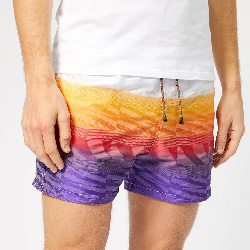 Missoni Men's Multi Stripe Swim Shorts - White/Orange Image 1