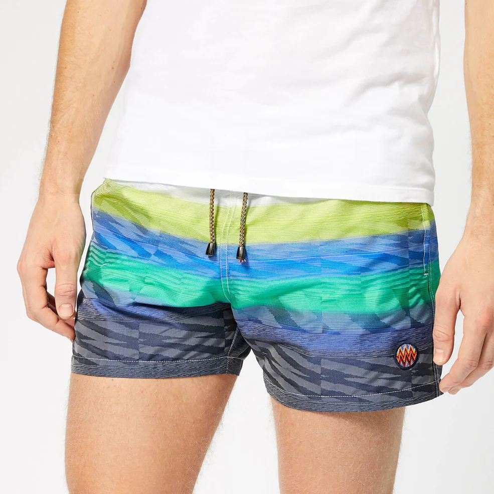 Missoni Men's Multi-Stripe Swim Shorts - White/Green Image 1