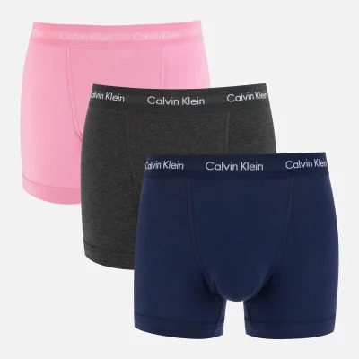 Calvin Klein Men's 3 Pack Trunks - Med Blue/Sweetheart/Charcoal