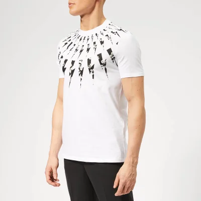 Neil Barrett Men's Fairisle Floral Lightning Bolt T-Shirt - White