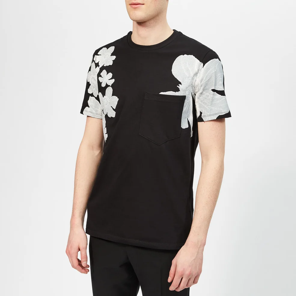 Neil Barrett Men's Shadow Flower T-Shirt - Black/White Image 1