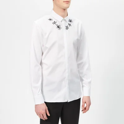 Neil Barrett Men's Collar Flower Shirt - White