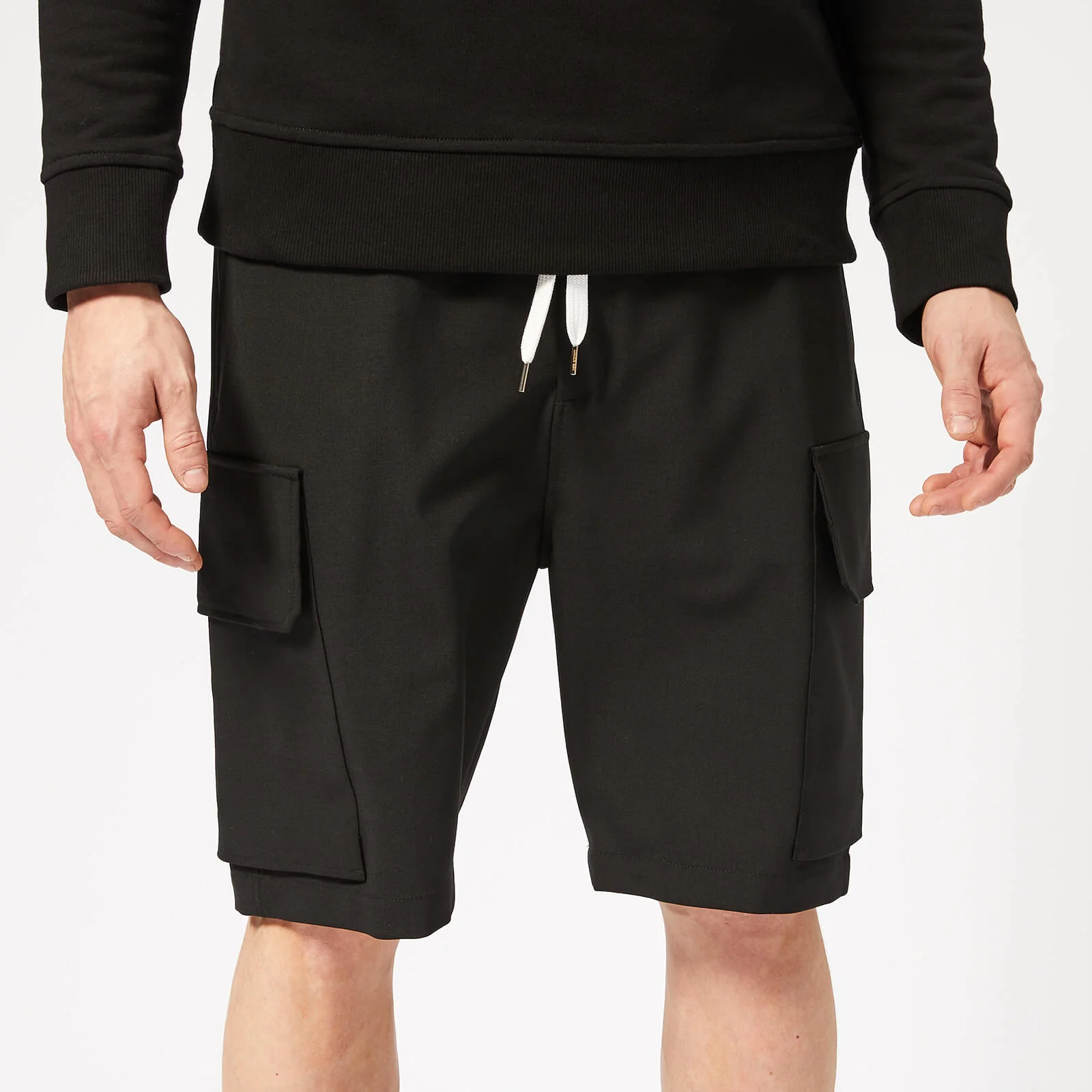 Neil Barrett Men's Slouch Cargo Shorts - Black/Off White Image 1