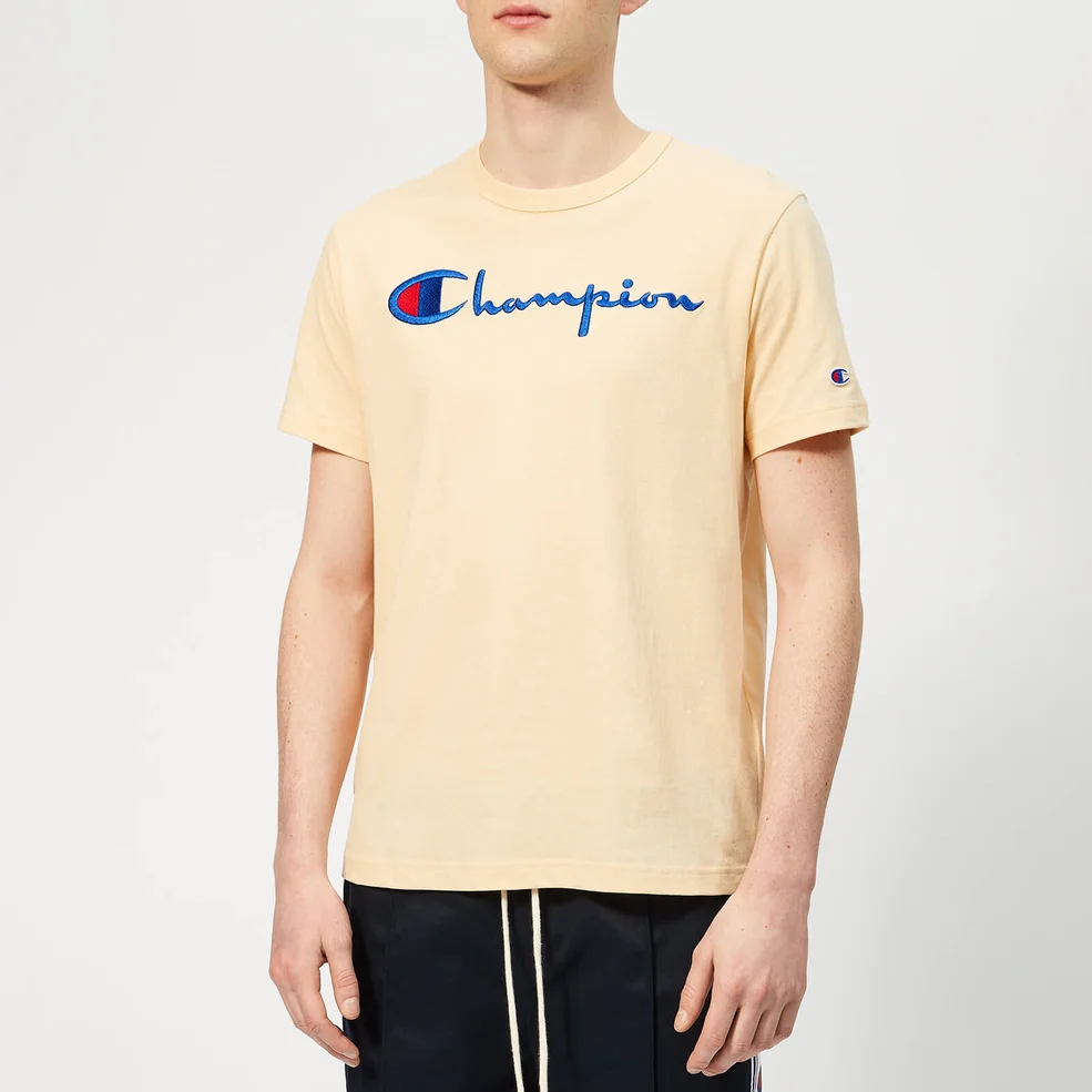 Champion Men's Script T-Shirt - Beige Image 1