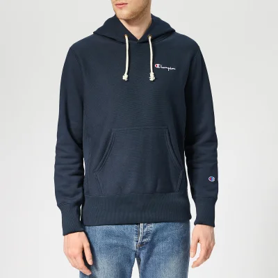 Champion Men's Small Logo Hooded Sweatshirt - Navy