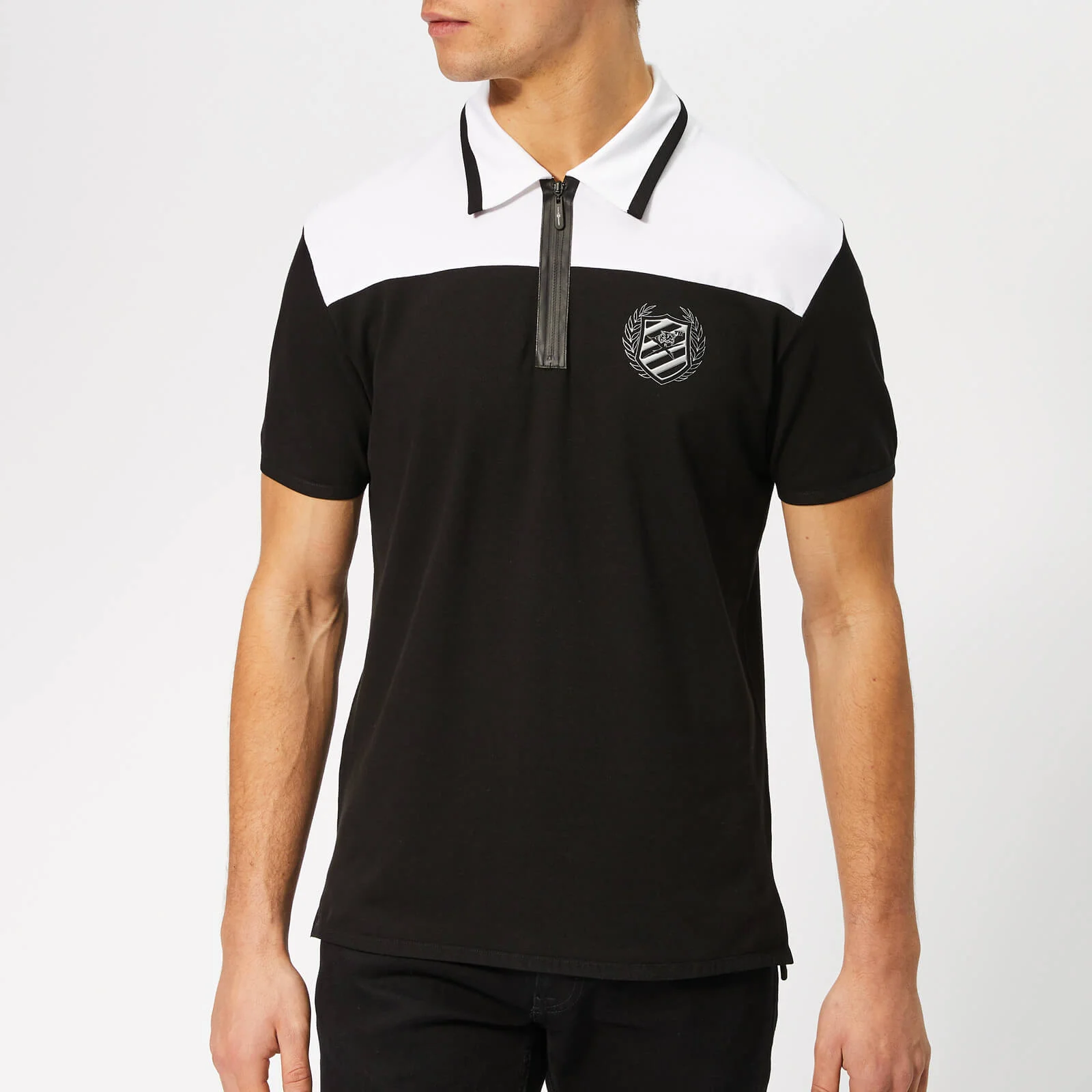 Plein Sport Men's Logos Polo Shirt - Black/Silver Image 1