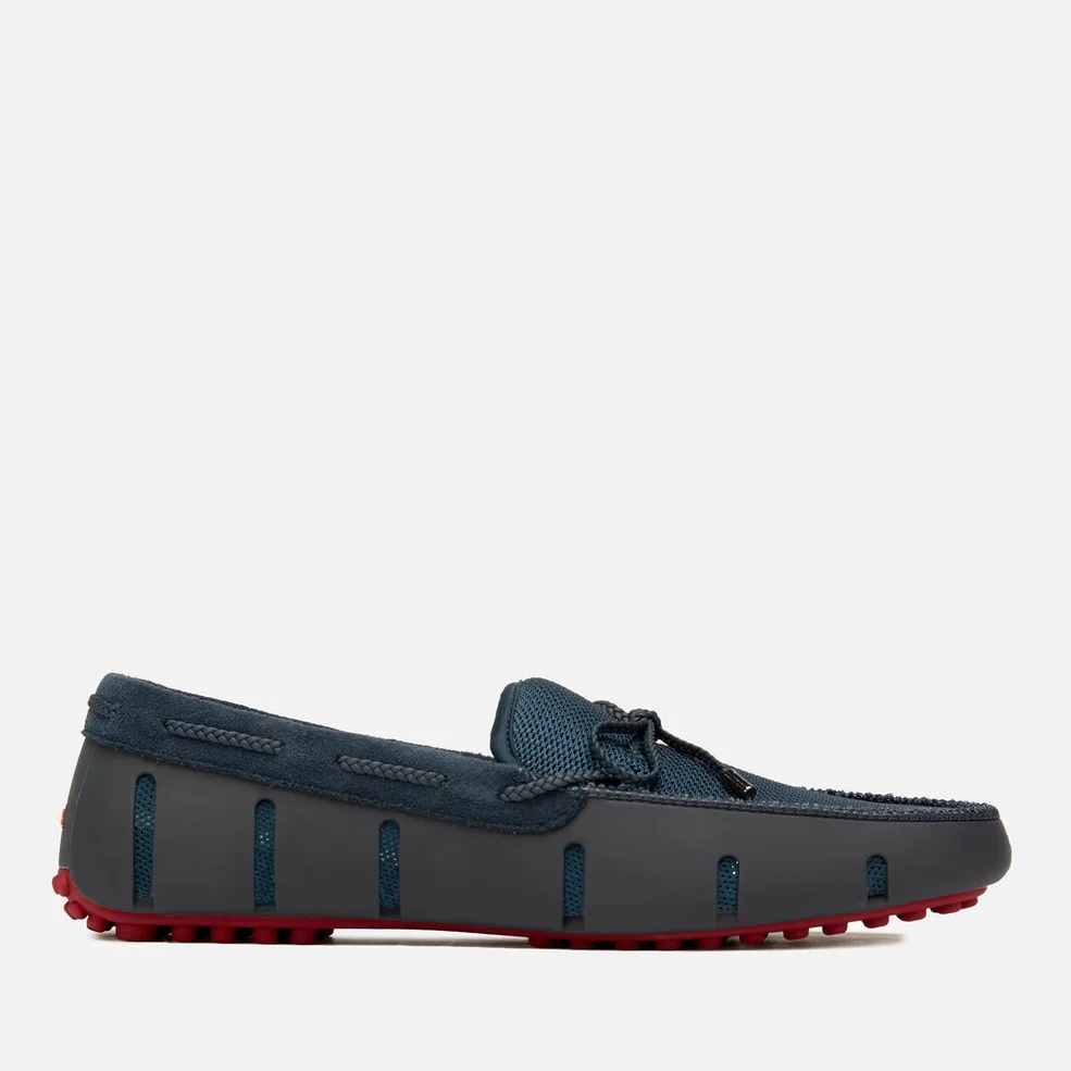 SWIMS Men's Braided Lace Lux Driver Loafers - Navy/Deep Red Image 1