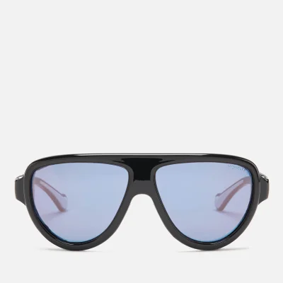 Moncler Men's Shielded Aviator Sunglasses - Shiny Black/Smoke Mirror