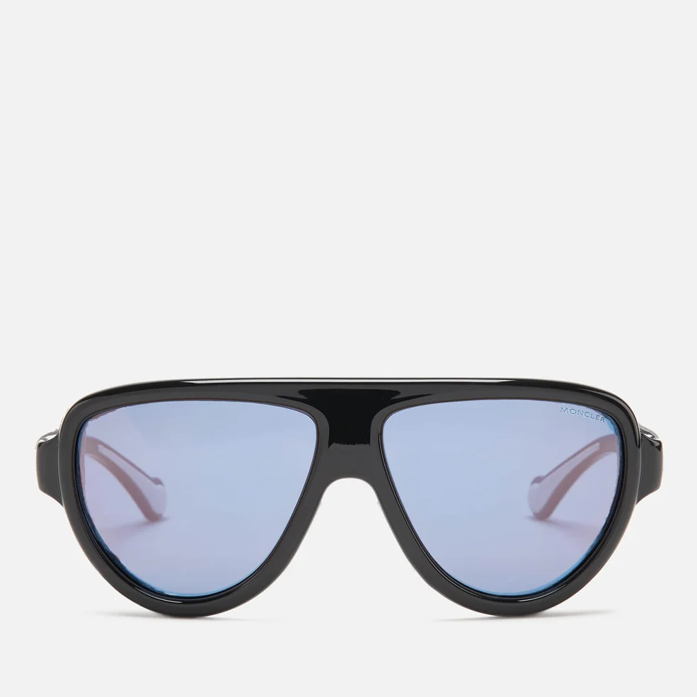 Moncler Men's Shielded Aviator Sunglasses - Shiny Black/Smoke Mirror Image 1