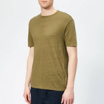 Officine Générale Men's Overdyed Linen Stripe T-Shirt - Burnt Olive